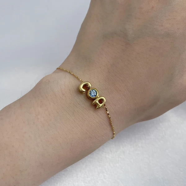 Custom Initial & Birthstone Bracelet
