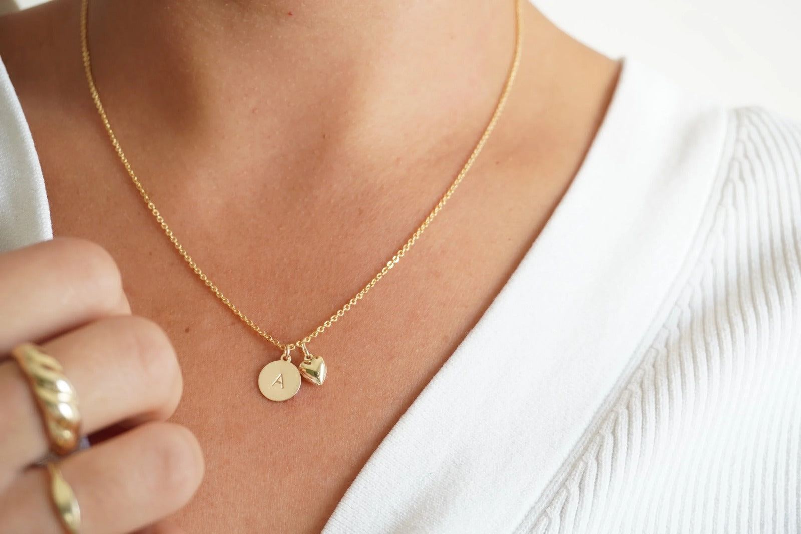 Initial Heart Charm Necklace