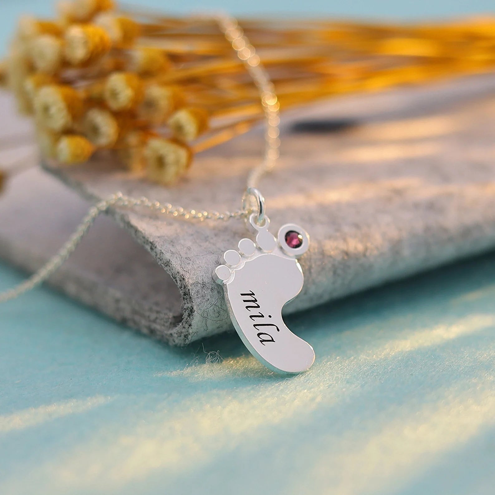 Baby Foot Print with Birthstone