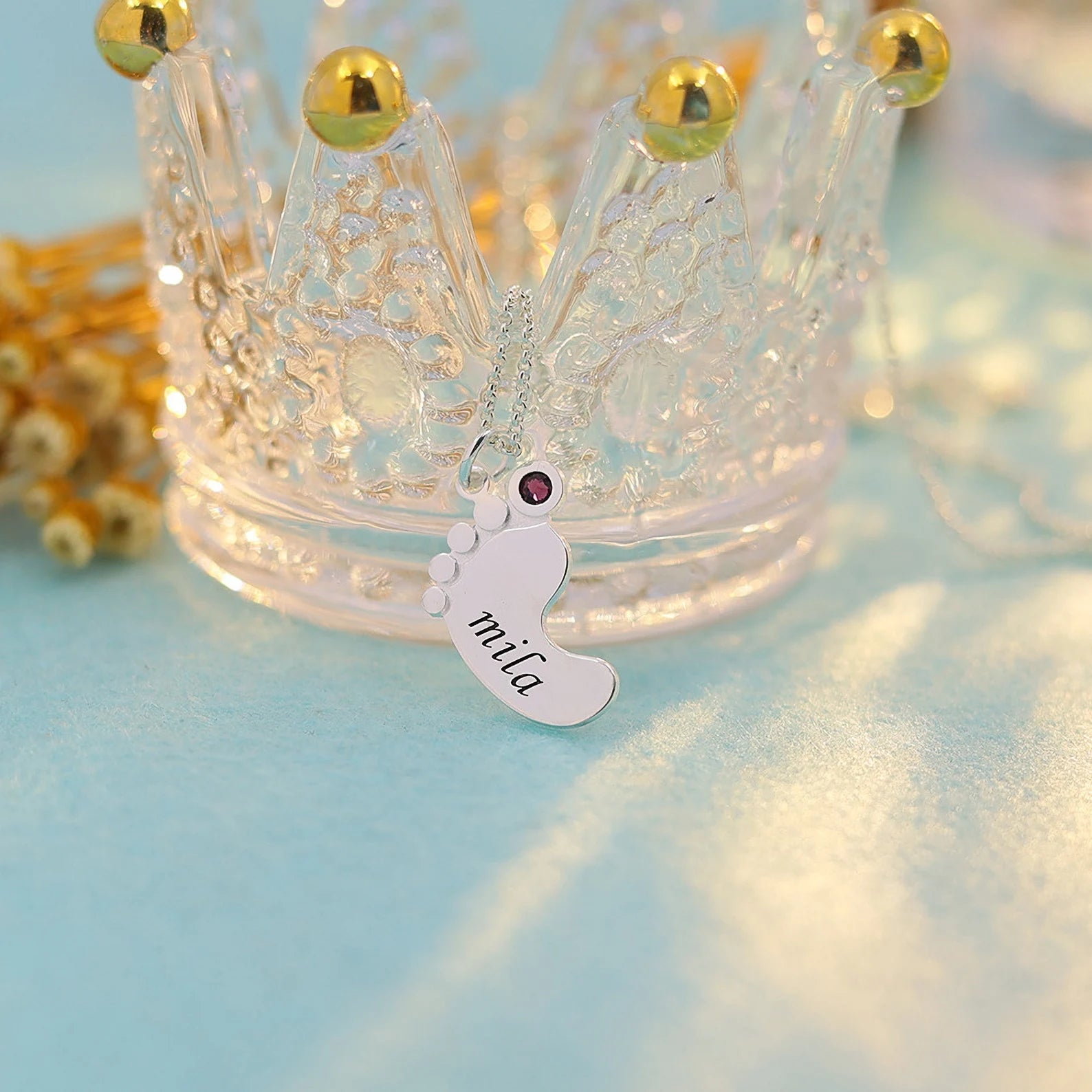 Baby Foot Print with Birthstone