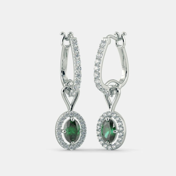 ATLANTIS EMERALD DIAMOND EARRINGS - 925 SILVER - Grace