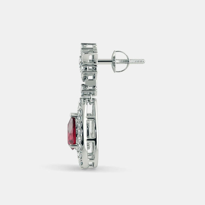 RED RUBY DIAMOND EARRING - 925 SILVER - Grace