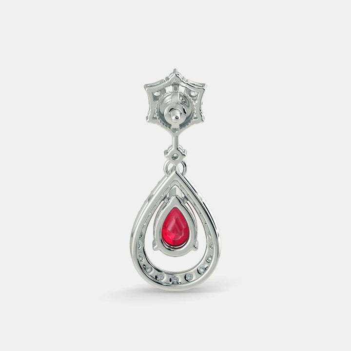 RED RUBY DIAMOND EARRING - 925 SILVER - Grace