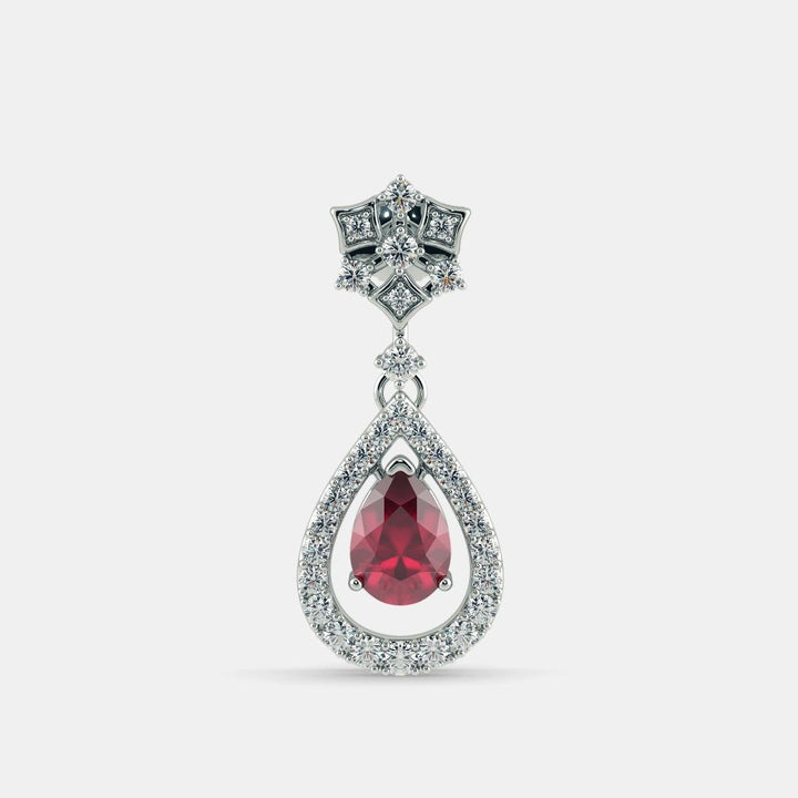 RED RUBY DIAMOND EARRING - 925 SILVER - Grace