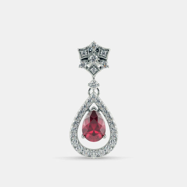 RED RUBY DIAMOND EARRING - 925 SILVER - Grace