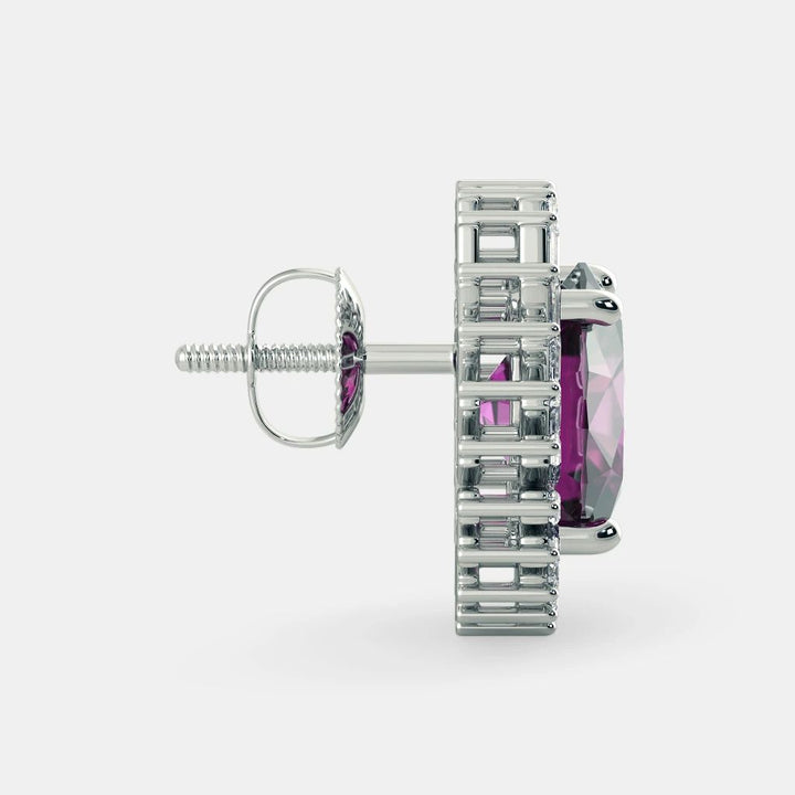 PURPLE AMETHYST OVAL EARRINGS 925 - Grace