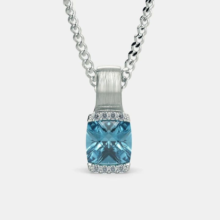 BLUE TOPAZ ZIRCON NECKLACE - 925 SILVER - Grace