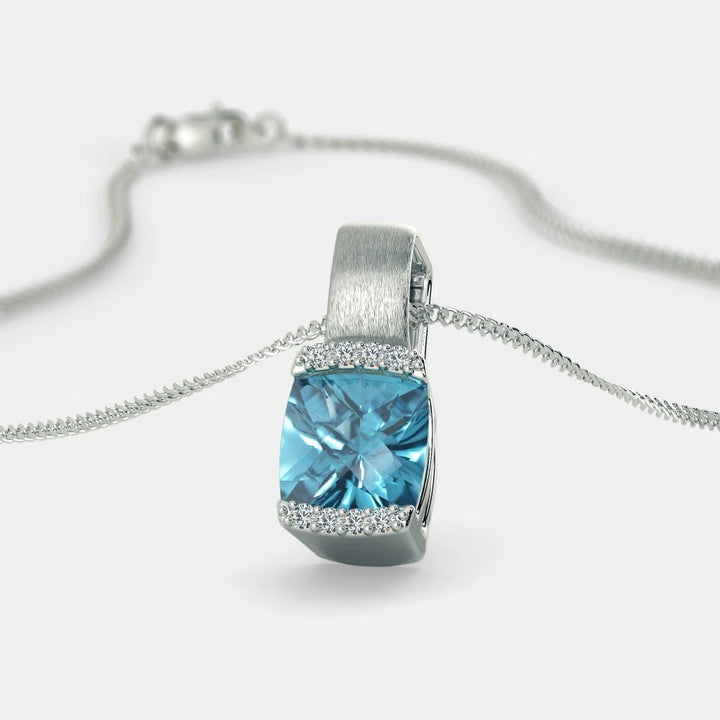 BLUE TOPAZ ZIRCON NECKLACE 925 SILVER
