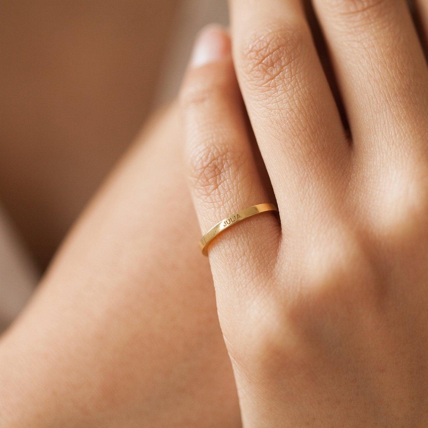 Engraved Stacking Band Ring - Grace