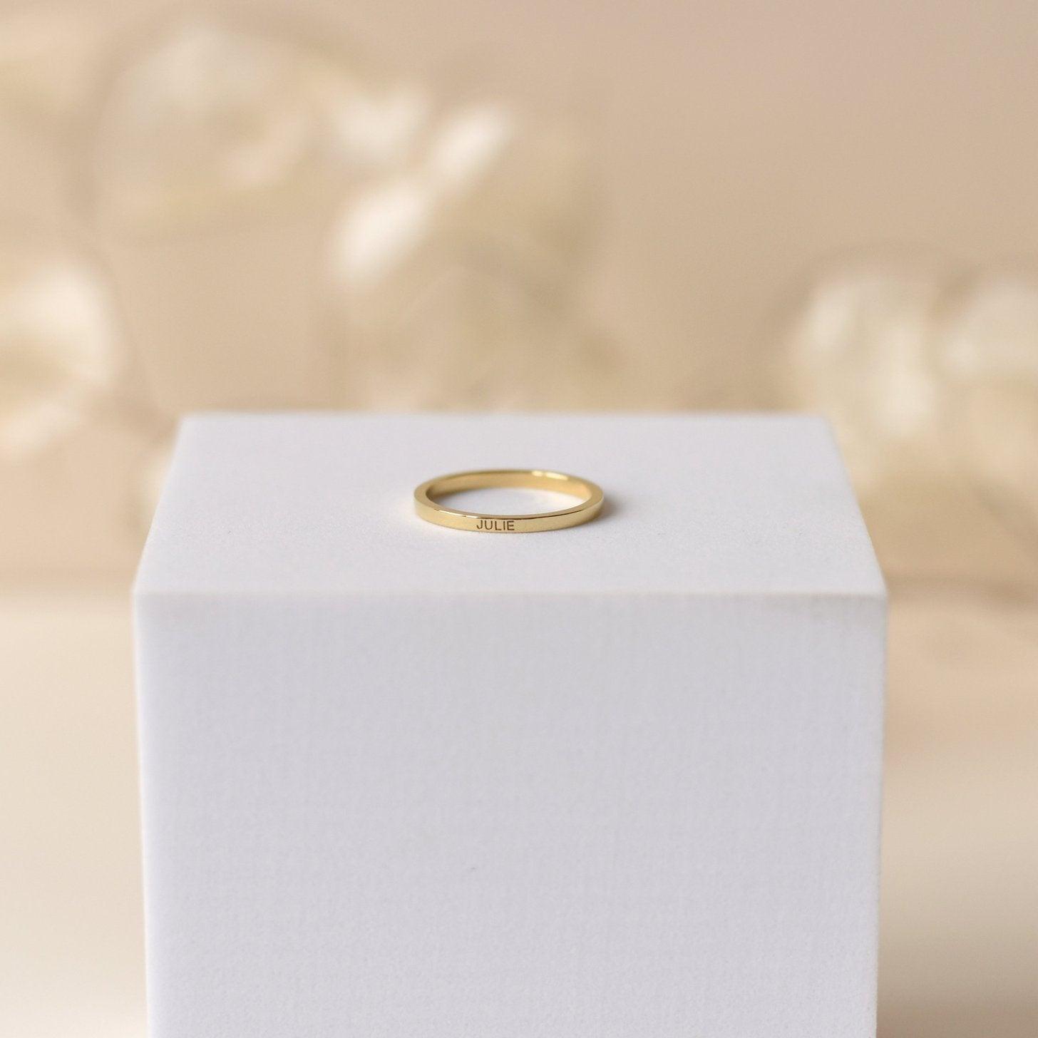 Engraved Stacking Band Ring - Grace