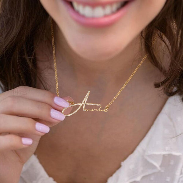 Signature Style Name Necklace With Diamond - Grace