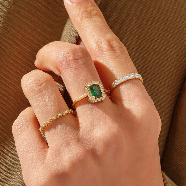 Square Emerald Ring - 925 SILVER - Grace