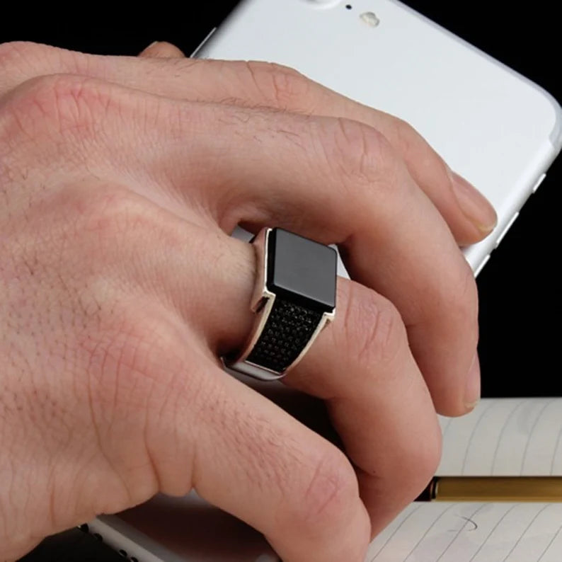 Timeless Black Square Onyx 925 Silver Grace