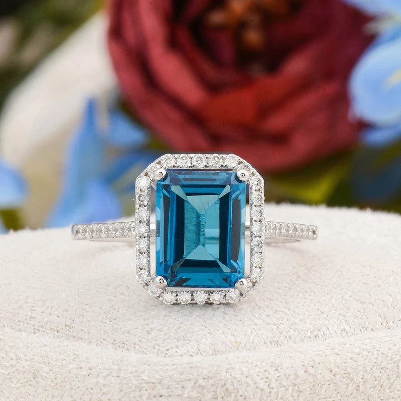 Square Blue Topaz Ring - 925 SILVER - Grace