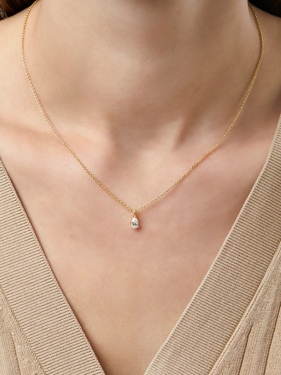 Pear Solitaire Necklace - Grace