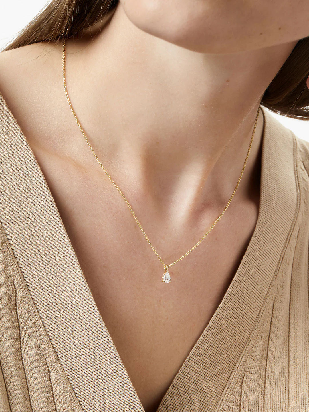 Pear Solitaire Necklace - Grace