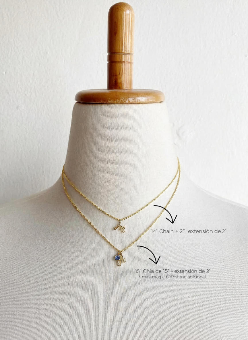 Cursiva Charm Necklace (Birthstone)