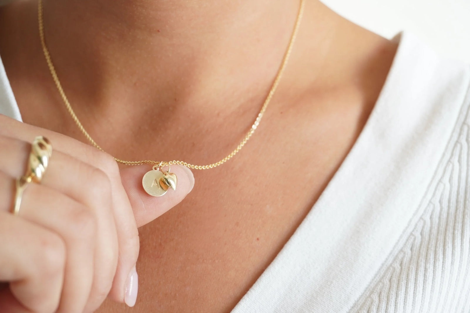 Initial Heart Charm Necklace