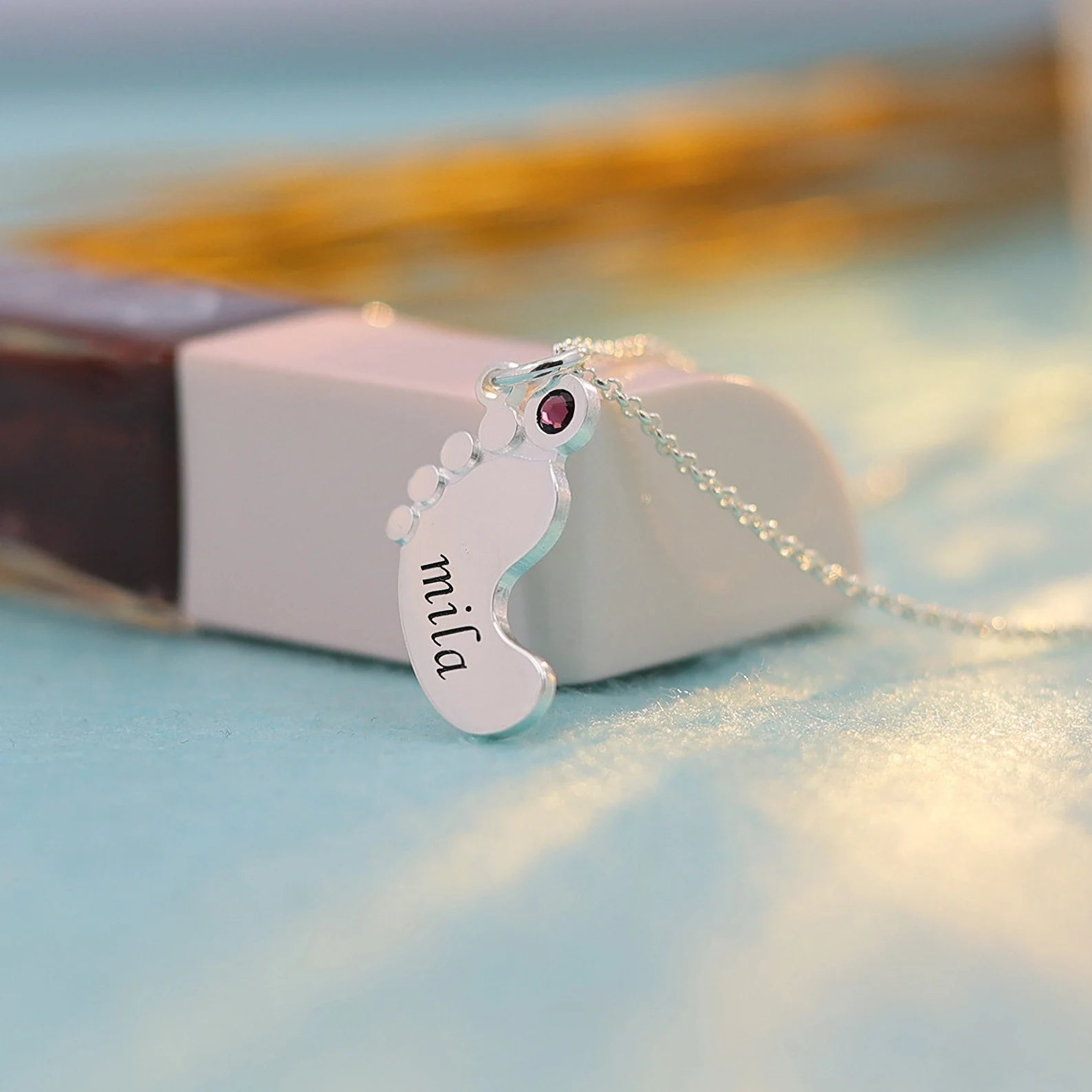 Baby Foot Print with Birthstone