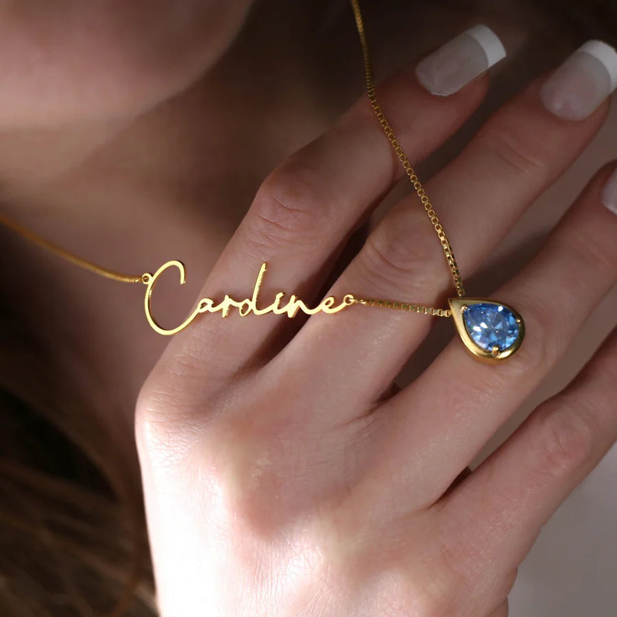 Custom Birthstone Name Necklace