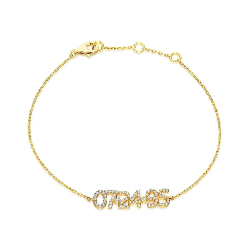 Diamond Date-Number/Name Bracelet - Grace