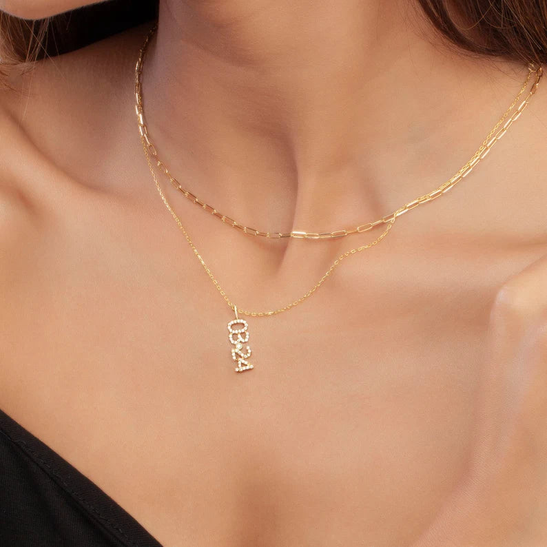 Diamond Date-Number/Name Necklace - Grace