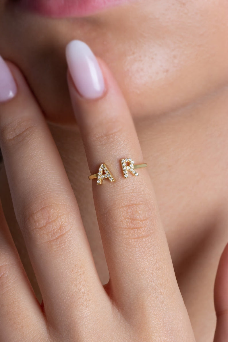 Diamond Initial Ring - Grace