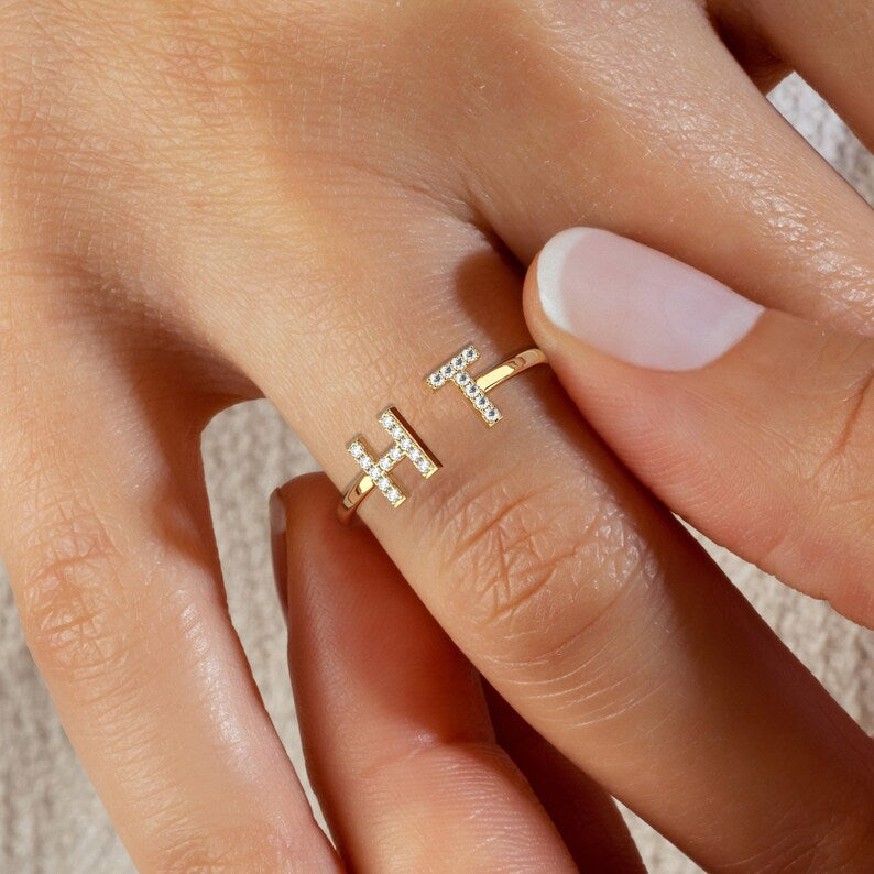 Diamond Initial Ring - Grace