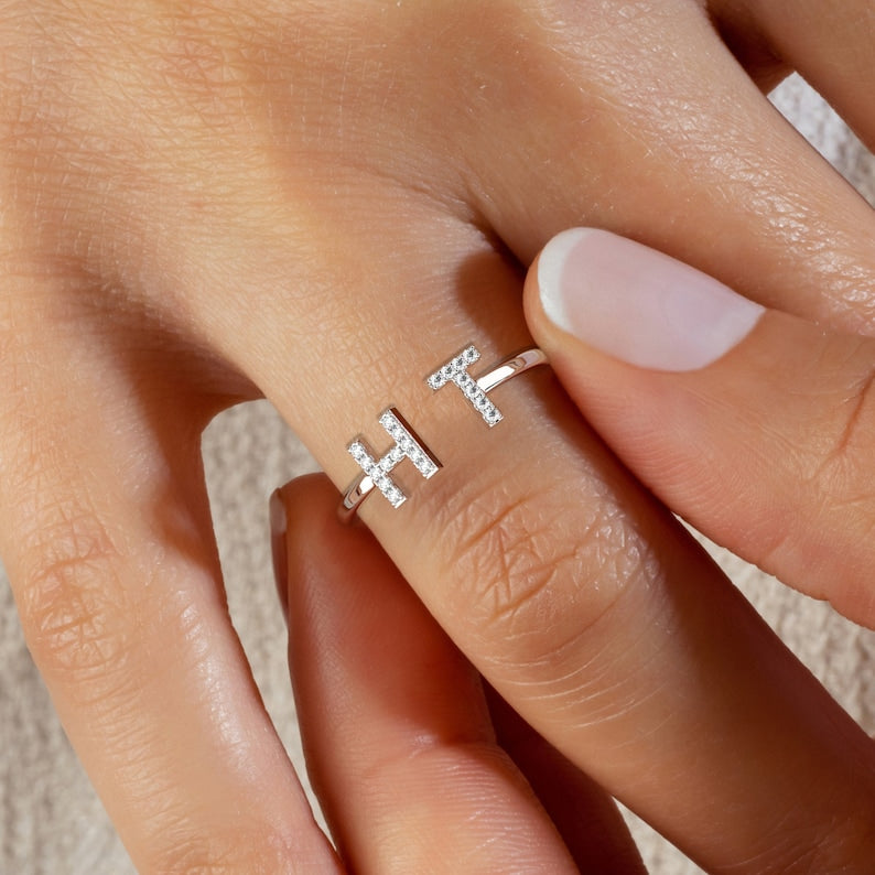 Diamond Initial Ring - Grace