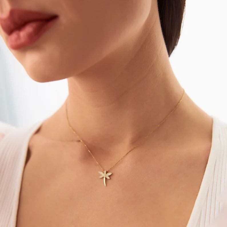 Diamond Dragonfly Necklace