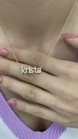 Tiny Name Necklace With Diamond