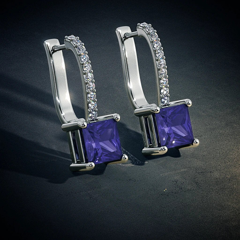 Amethyst Elegance Hoop Earrings - Grace