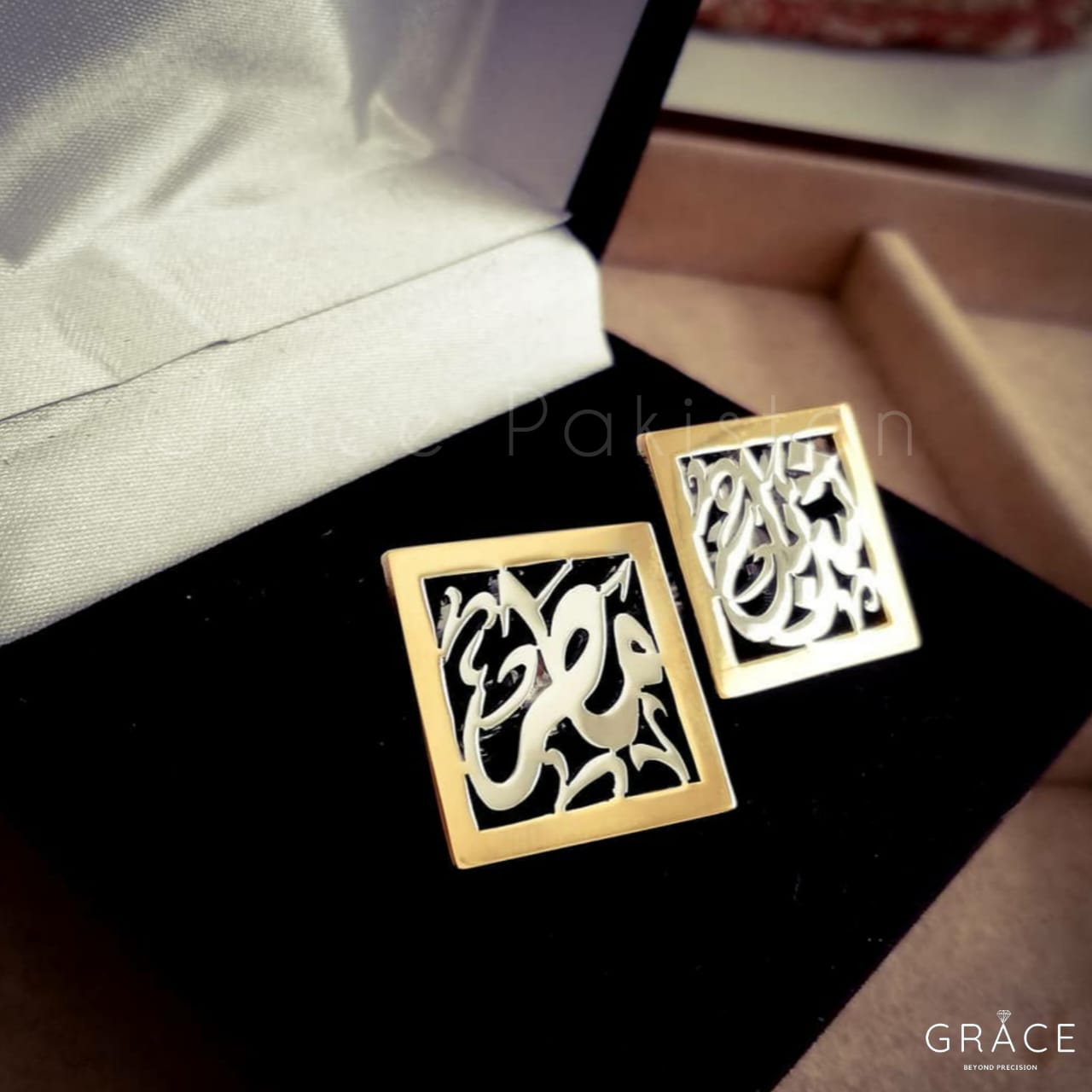 Calligraphic Double Tone Cufflinks - Grace