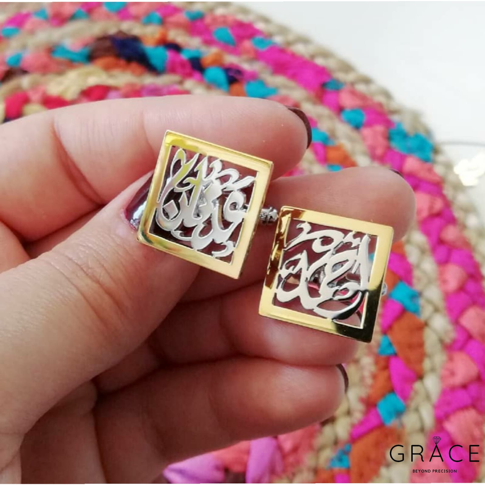 Calligraphic Double Tone Cufflinks - Grace