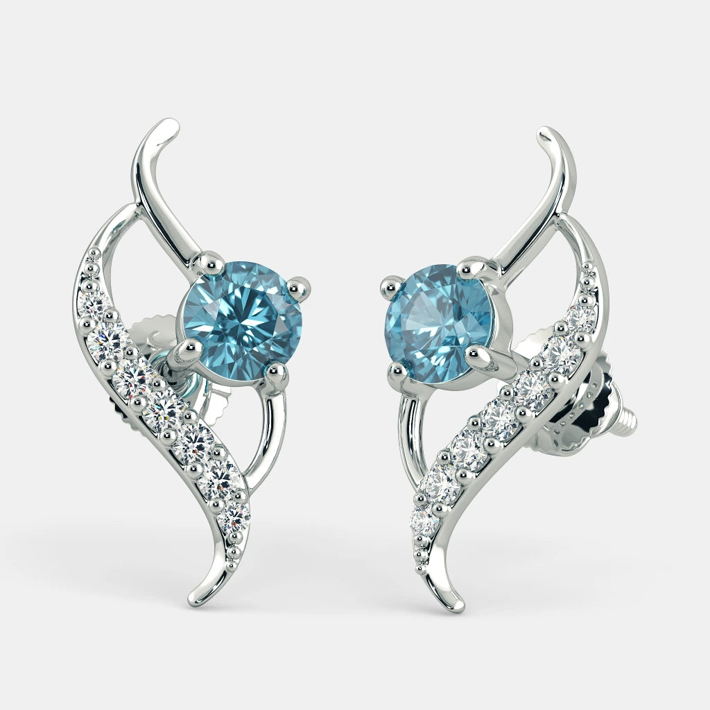 AQUAMARINE ZIRCON EARRINGS - 925 SILVER - Grace