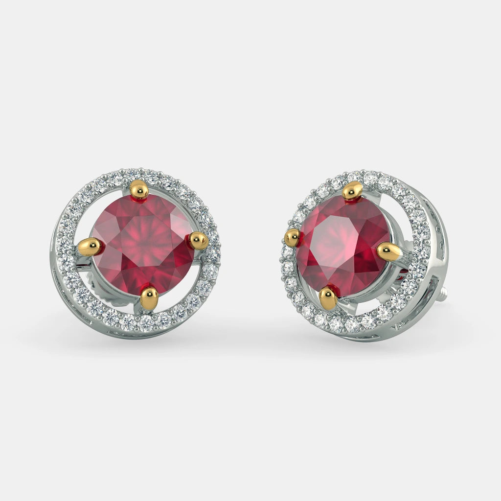 RUBY STUD EARRINGS - 925 SILVER - Grace