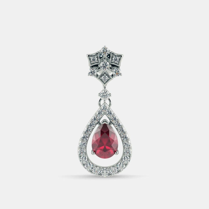 RED RUBY DIAMOND EARRING - 925 SILVER - Grace
