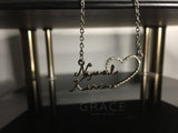 Double Name Necklace With Heart