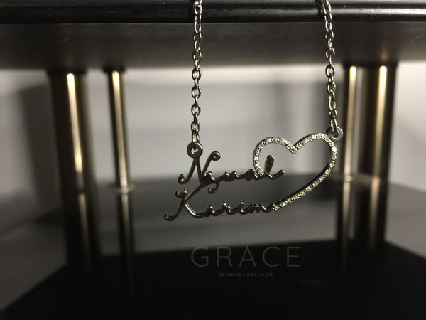 Double Name Necklace With Heart