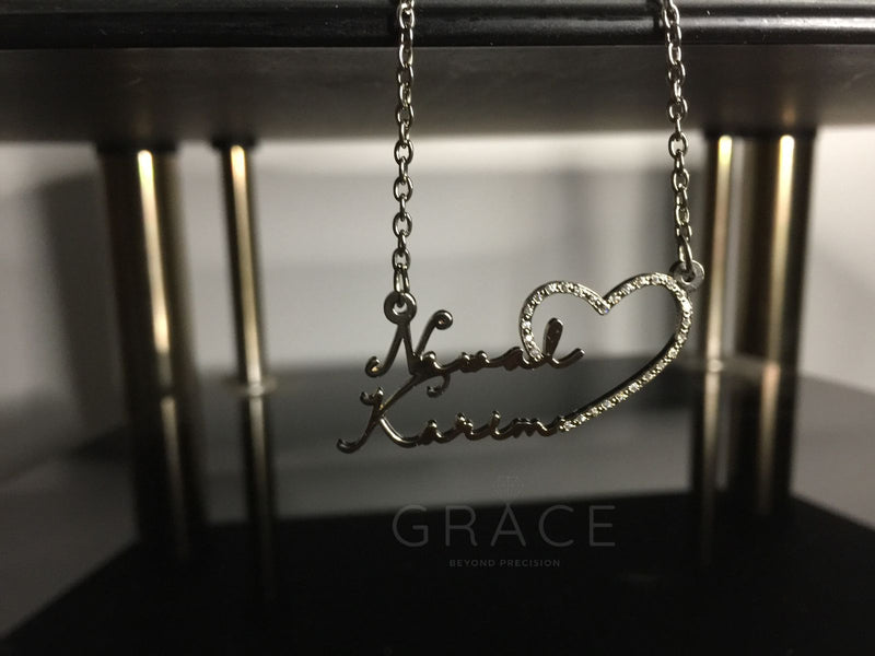 Double Name Necklace With Heart - Grace