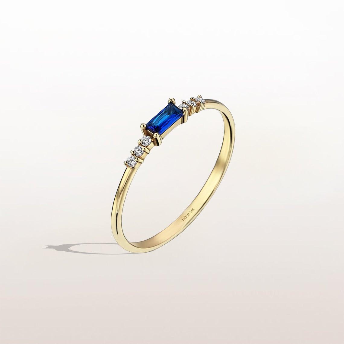 MINIMALIST RECTANGLE BLUE SAPPHIRE RING - Grace