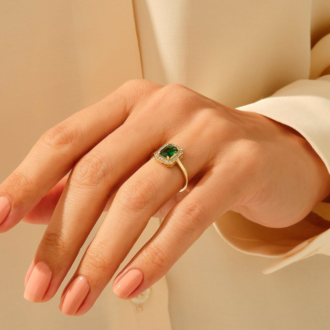 Square Emerald Ring - 925 SILVER - Grace