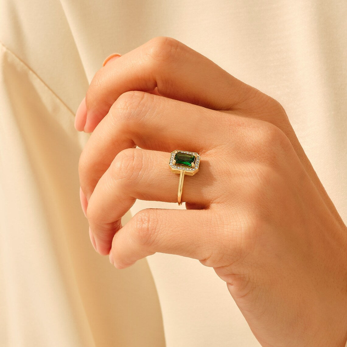 Square Emerald Ring - 925 SILVER - Grace