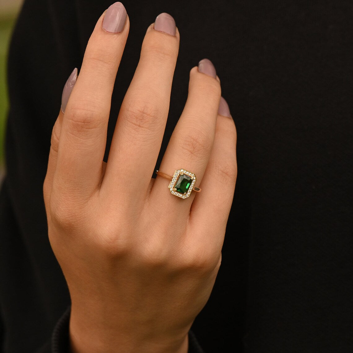 Square Emerald Ring - 925 SILVER - Grace