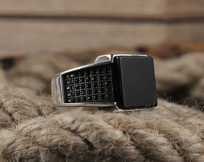 Timeless Black Square Onyx-925 Silver - Grace