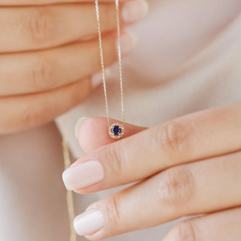 DAINTY BLUE SAPPHIRE NECKLACE - Grace