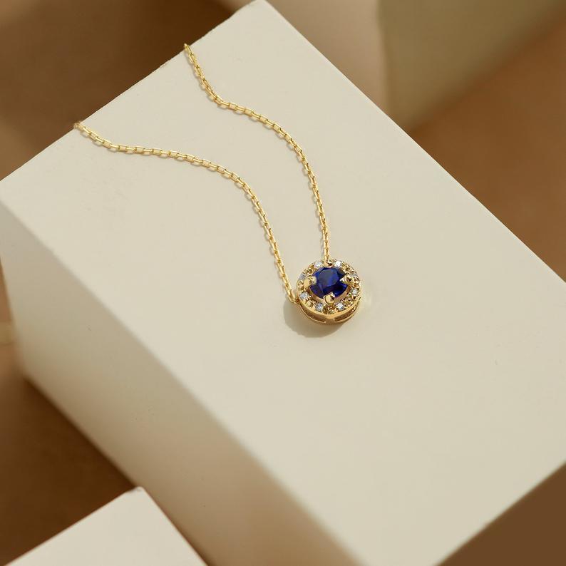 DAINTY BLUE SAPPHIRE NECKLACE - Grace