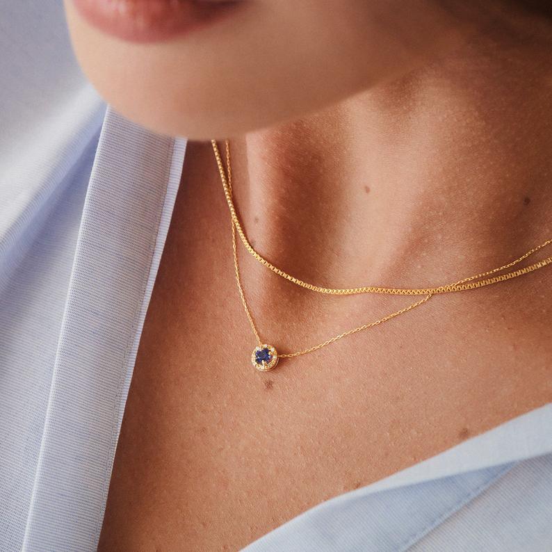 DAINTY BLUE SAPPHIRE NECKLACE - Grace