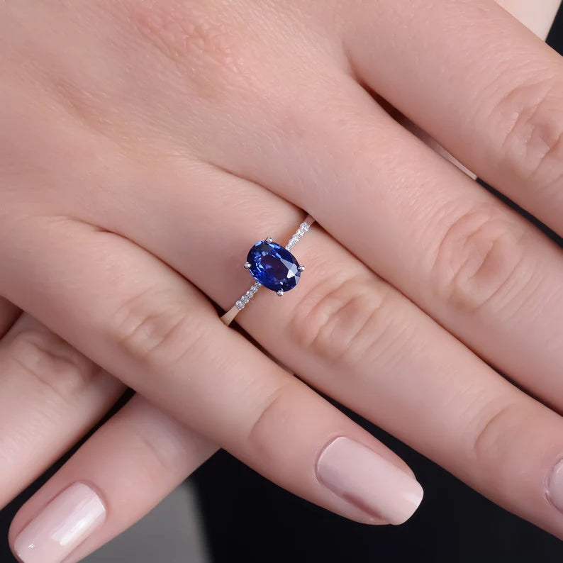 OVAL SAPPHIRE RING | 925 STERLING SILVER