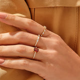 Grace Garnet Baguette Solitaire Ring | 925 Silver - Grace